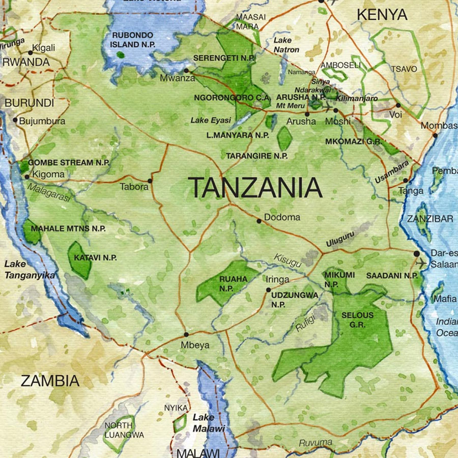 National Parks In Tanzania Map Tanzania's National Parks - Hornbill Treks And Safaris